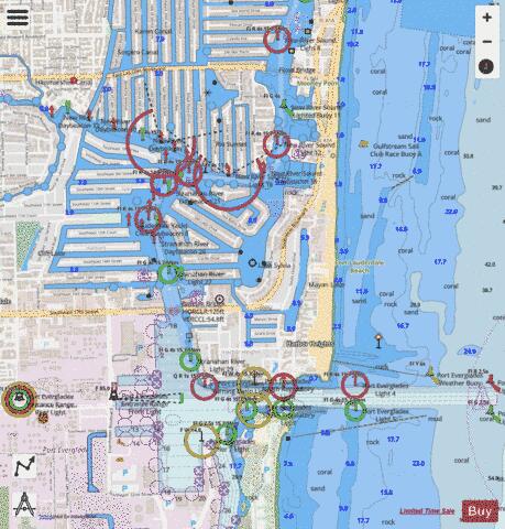 WEST PALM BEACH TO MIAMI PORT EVERGLADES INSET 1 Marine Chart - Nautical Charts App - Streets