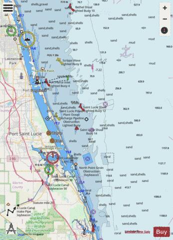 BETHEL SHOAL TO JUPITER INLET Marine Chart - Nautical Charts App - Streets