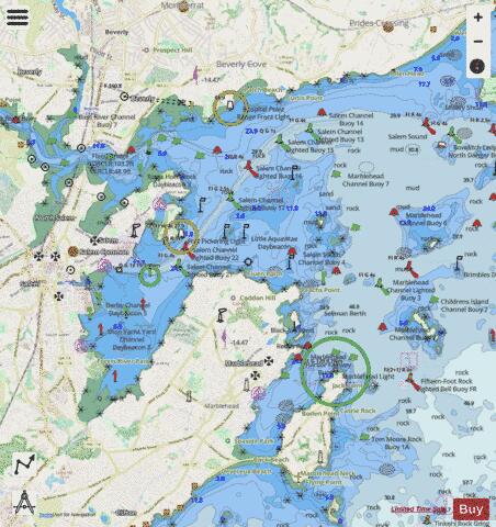 SALEM MARBLEHEAD AND BEVERLY HARBORS Marine Chart - Nautical Charts App - Streets