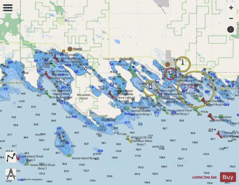 LES CHENEAUX ISLANDS MICHIGAN Marine Chart - Nautical Charts App - Streets