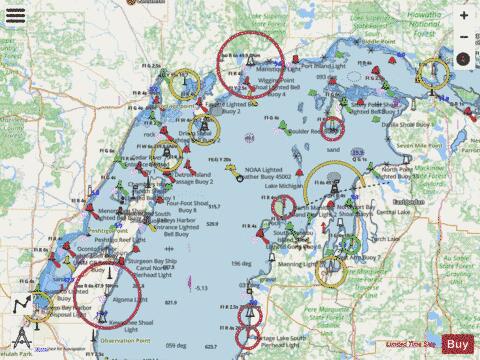 NORTH END OF LAKE MICHIGAN INCLUDING GREEN BAY Marine Chart - Nautical Charts App - Streets