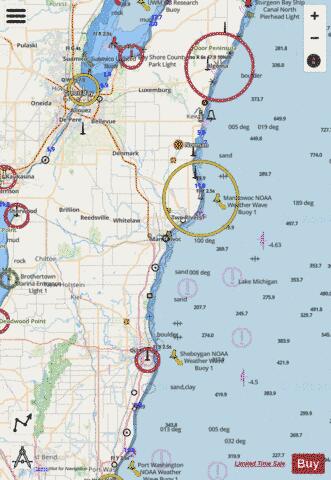 LAKE MICHIGAN-ALGOMA TO SHEBOYGAN Marine Chart - Nautical Charts App - Streets