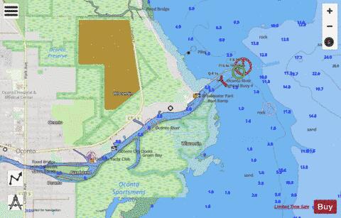 OCONTO HARBOR WISCONSIN Marine Chart - Nautical Charts App - Streets