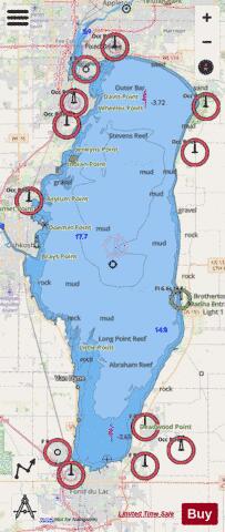 LAKE WINNEBAGO and FOX RIV PG 2 Marine Chart - Nautical Charts App - Streets