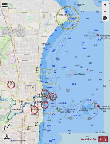 RACINE HARBOR WISCONSIN Marine Chart - Nautical Charts App - Streets
