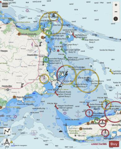 PASAJE DE SAN JUAN TO PUERTO DE HUMACAO and WEST ISLA DE VIEQUES Marine Chart - Nautical Charts App - Streets