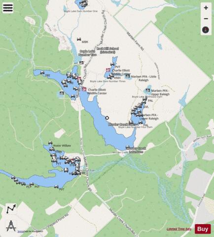 Murder Creek Lake depth contour Map - i-Boating App - Streets