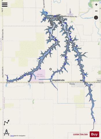 Sangchris Lake depth contour Map - i-Boating App - Streets