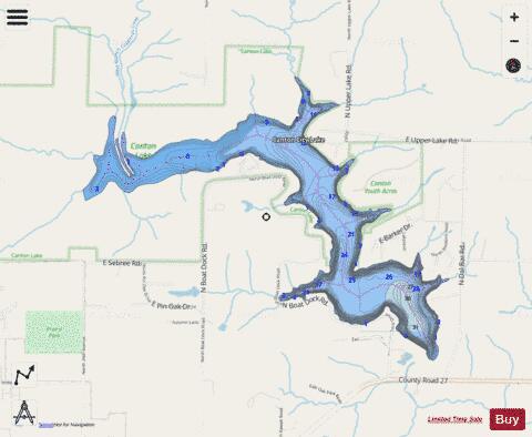 Canton City Lake depth contour Map - i-Boating App - Streets