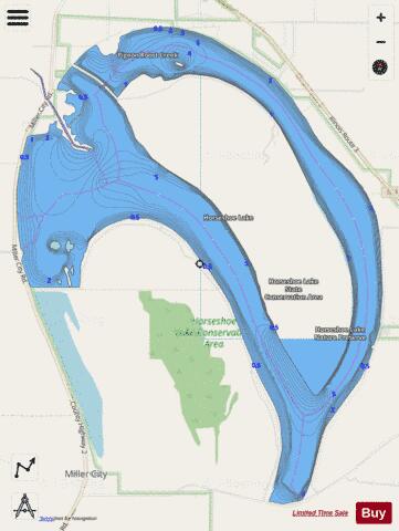 Horseshoe Lake Alexander depth contour Map - i-Boating App - Streets