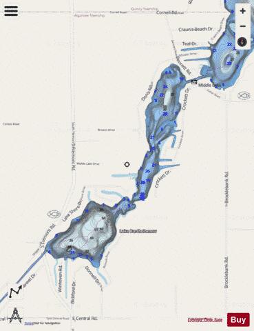 Archer Lake ,Branch depth contour Map - i-Boating App - Streets