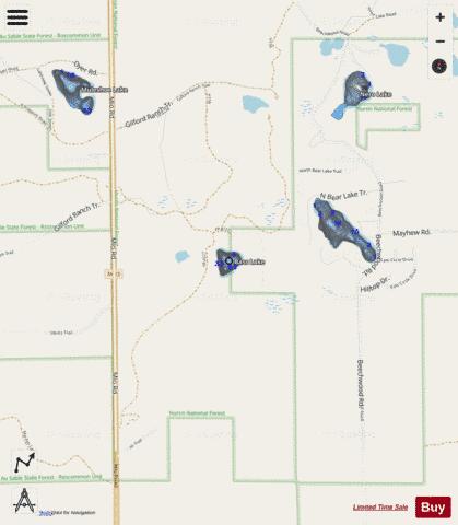 Bass Lake ,Ogemaw depth contour Map - i-Boating App - Streets