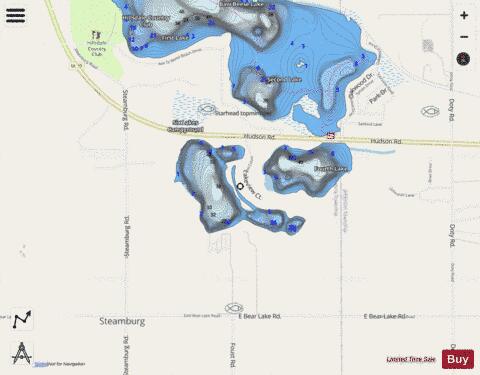 Boot Lake ,Hillsdale depth contour Map - i-Boating App - Streets