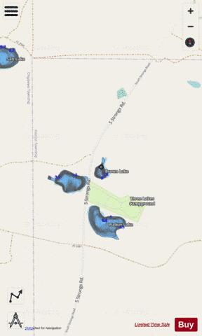 Brown Lake ,Chippewa depth contour Map - i-Boating App - Streets