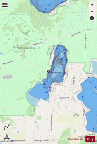 Crooked Lake ,Washtenaw depth contour Map - i-Boating App - Streets