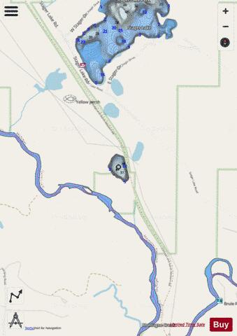 Dead Mans Lake ,Iron depth contour Map - i-Boating App - Streets