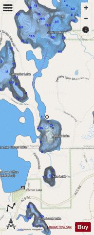 Deep Lake ,Schoolcraft depth contour Map - i-Boating App - Streets