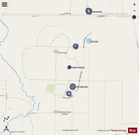 Devils Bowl Lake ,Otsego depth contour Map - i-Boating App - Streets
