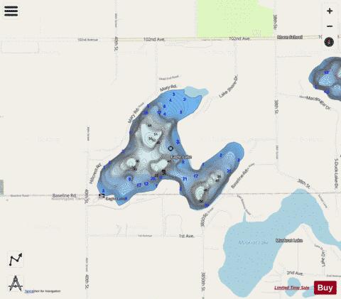 Eagle Lake ,Allegan depth contour Map - i-Boating App - Streets