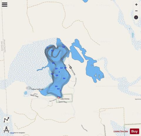 Emma  Lake ,Presqueisle depth contour Map - i-Boating App - Streets