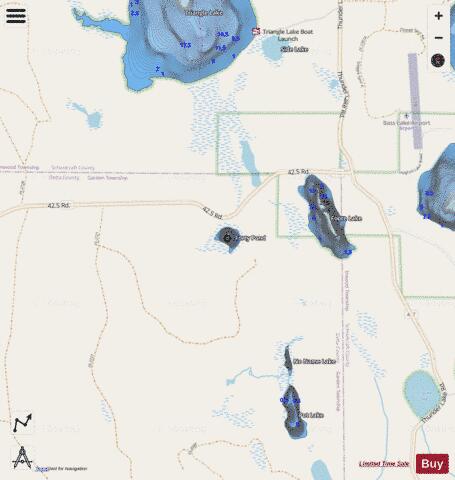 Forty Pond ,Delta depth contour Map - i-Boating App - Streets
