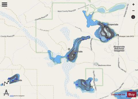 Francis Lake ,Presqueisle depth contour Map - i-Boating App - Streets