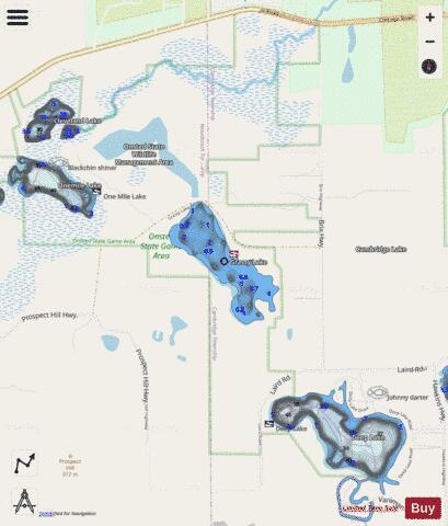 Grassy Lake ,Lenawee depth contour Map - i-Boating App - Streets