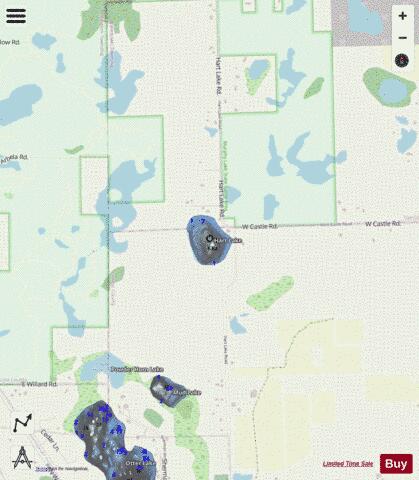 Hart Lake Tuscola depth contour Map - i-Boating App - Streets