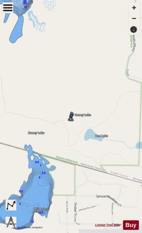 Honey Lake Gogebic depth contour Map - i-Boating App - Streets