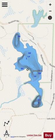 Hovey Lake depth contour Map - i-Boating App - Streets