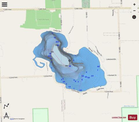 Hutchins Lake ,Allegan depth contour Map - i-Boating App - Streets