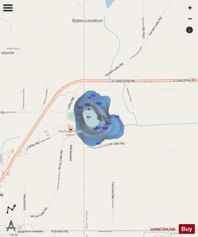 Ice Lake ,Iron depth contour Map - i-Boating App - Streets