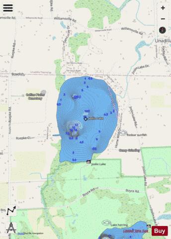 Joslin Lake ,Washtenaw depth contour Map - i-Boating App - Streets
