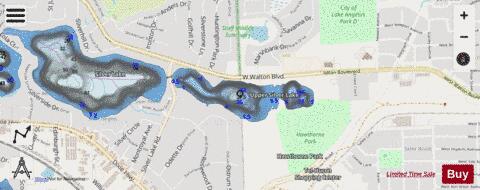 Kregor + Little Silver Lake depth contour Map - i-Boating App - Streets