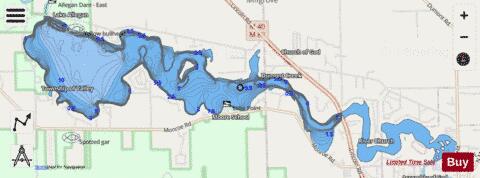 Lake ,Allegan depth contour Map - i-Boating App - Streets
