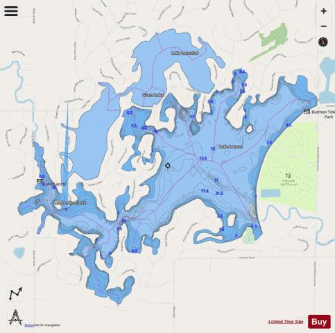 Lake Lancer depth contour Map - i-Boating App - Streets