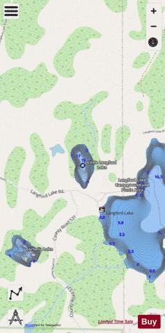 Little Langford Lake Gogebic depth contour Map - i-Boating App - Streets