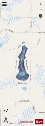 Little Long Lake depth contour Map - i-Boating App - Streets