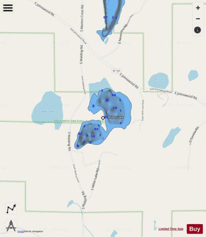 Miller Lake depth contour Map - i-Boating App - Streets