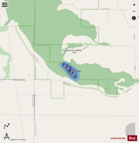 Mud Lake Cheboygan depth contour Map - i-Boating App - Streets