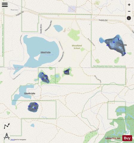 Muncie Lake #3 depth contour Map - i-Boating App - Streets