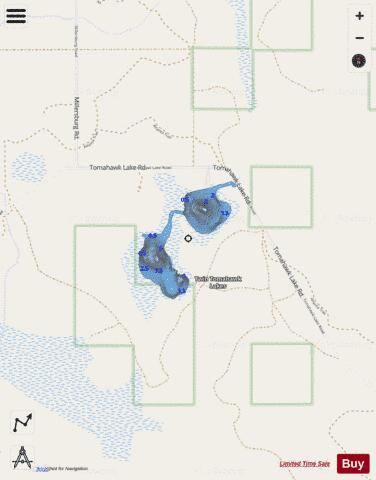 Twin Tomahawk Lakes depth contour Map - i-Boating App - Streets