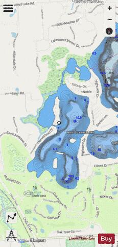 Little Crooked Lake depth contour Map - i-Boating App - Streets