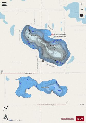 Long Lake + Turtle Lake depth contour Map - i-Boating App - Streets