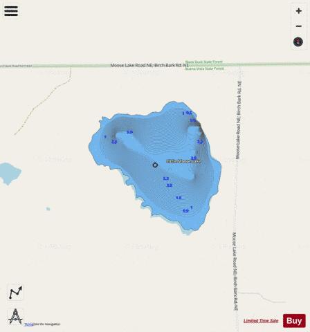Little Moose Lake depth contour Map - i-Boating App - Streets