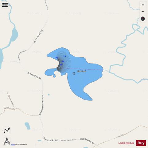 Rice Pond depth contour Map - i-Boating App - Streets