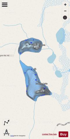 Lindgren Lake + Upper Lindgren Lake depth contour Map - i-Boating App - Streets