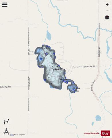 Myrtle Lake depth contour Map - i-Boating App - Streets