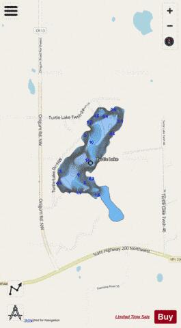 Turtle Lake depth contour Map - i-Boating App - Streets