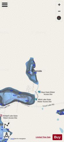 Boys Lake depth contour Map - i-Boating App - Streets